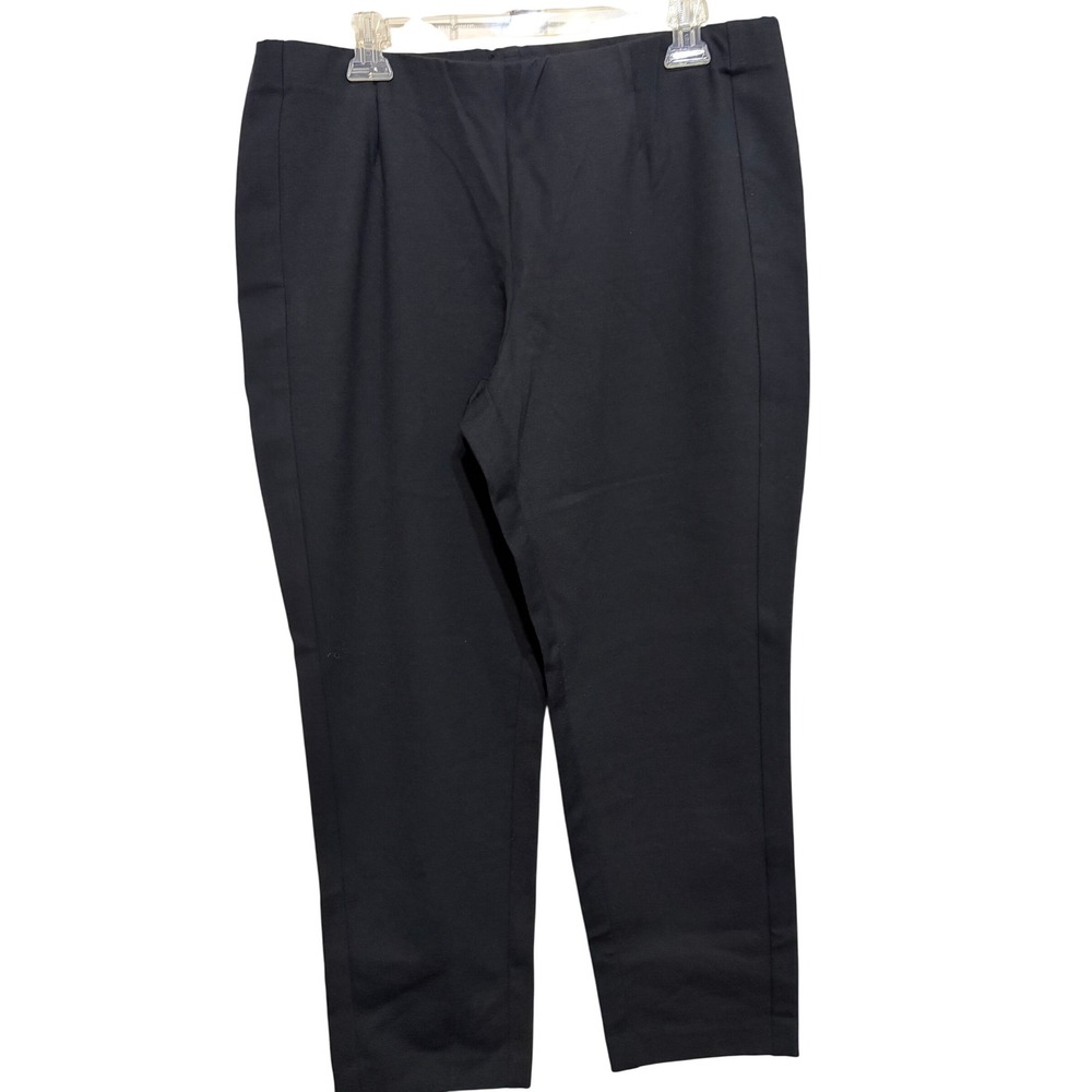 J. Jill Black Ponte Slim Leg Pull On Pants Womens Large Petite Stretch Trouser